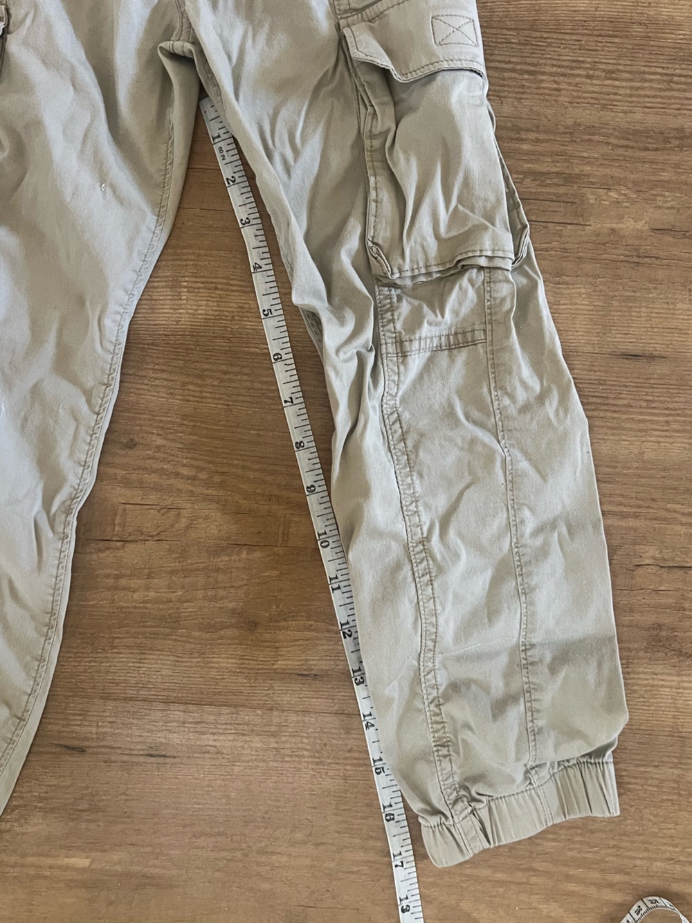 Abercrombie Kids Khaki Jogger Cargo Pants Elastic Drawstring Waist Tan 7/8 - Picture 5 of 6